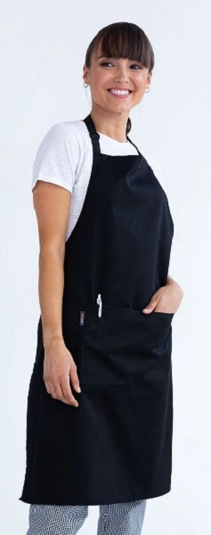 PRO CHEF BLACK BIB APRON 70 x 86cm W/ POCKET