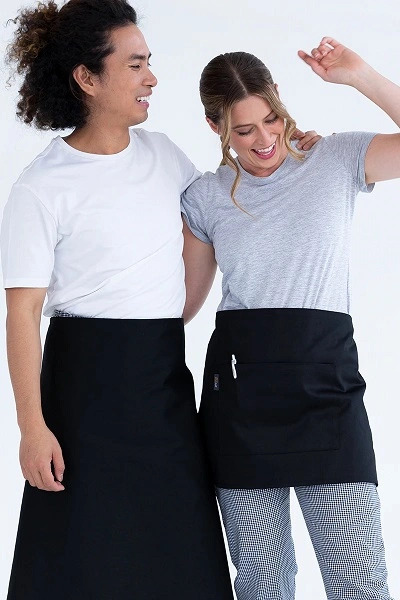 PRO CHEF 1/2 BLACK WAIST APRON WITH POCKET 70W x 40Lcm