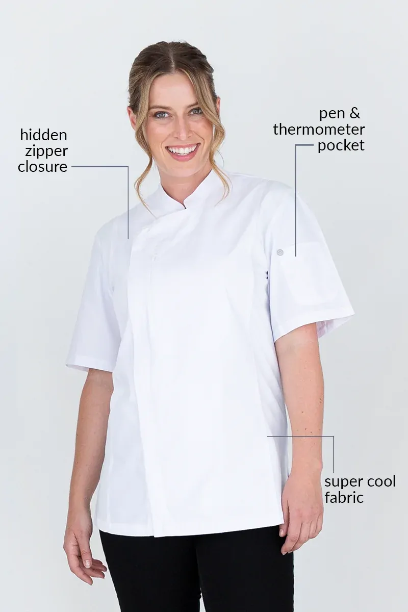 Aussie Chef Alex Zipper Chef Jacket White XS