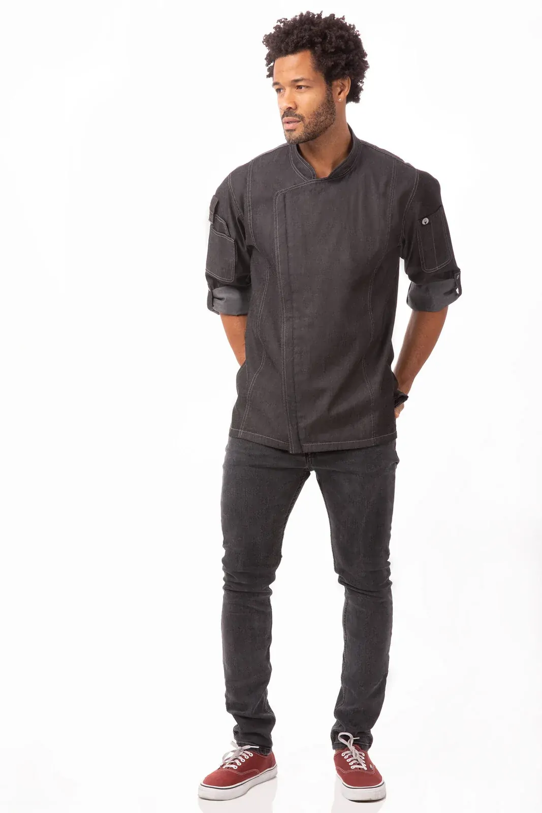 Garmercy Men's Denim Chef Jacket - Black [Size: XS]