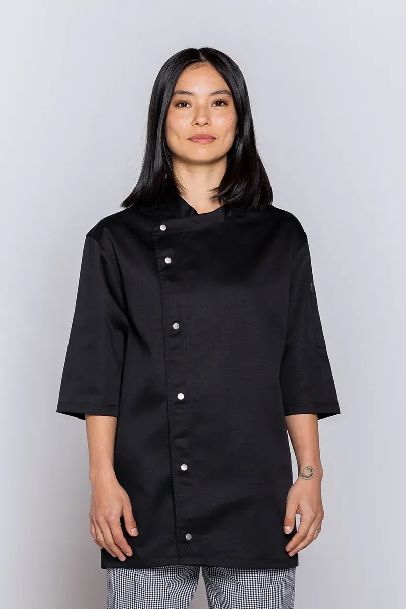 PRO CHEF MODERN TUNIC TOP S/S BLACK SML