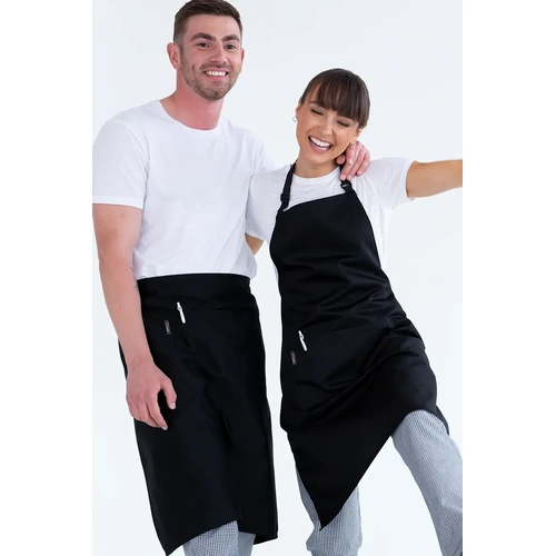 AUSSIE CHEF 3/4 WAIST APRON BLACK W/ POCKET 86x70cm