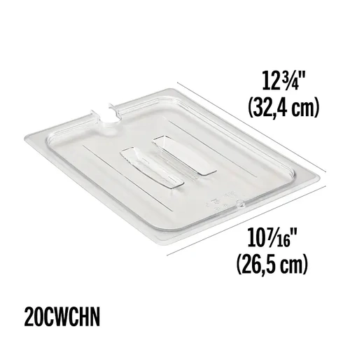 CAMBRO 1/2 SIZE CLEAR LID NOTCHED W/HANDLE 265x325mm