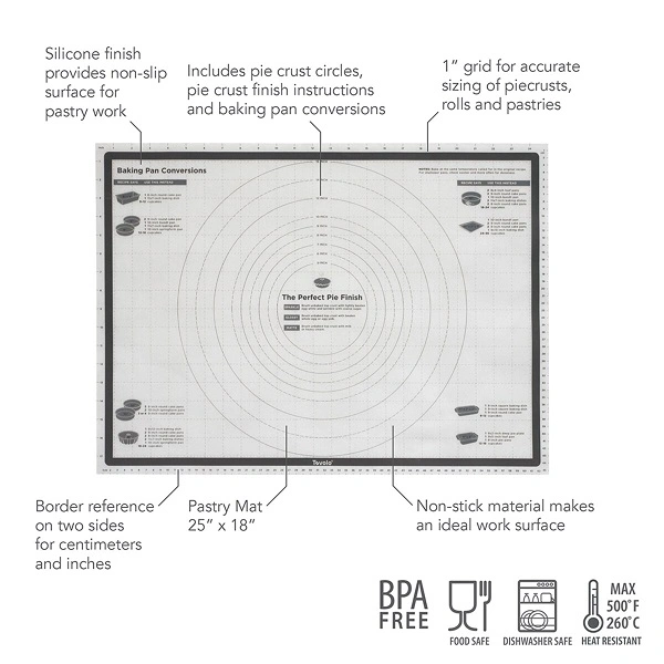 TOVOLO TRUEBAKE" SILICONE PASTRY MAT 63.5cm x 45.5cm "