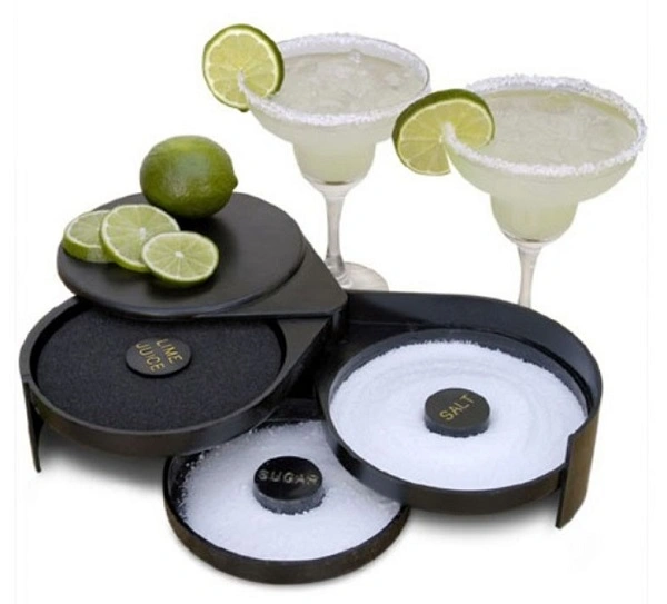 3 TIER GLASS RIMMER FOR COCKTAILS BLACK PLASTIC