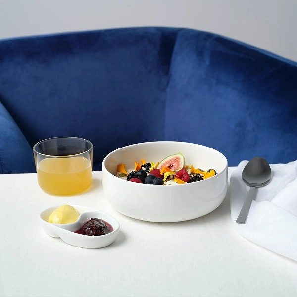 CORE WHITE OVAL DIVIDED SAUCE DISH 110mm x 70mm x 20mmH