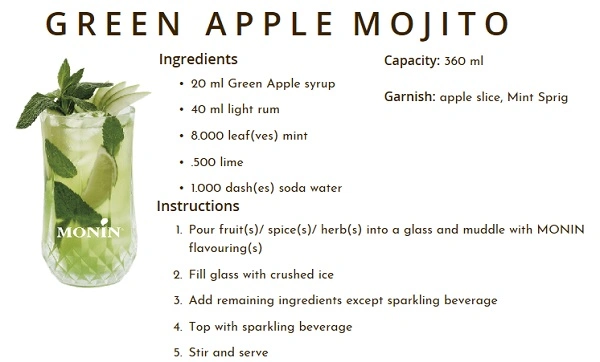 MONIN NON-ALCOHOLIC SYRUP, 700ml, GREEN APPLE