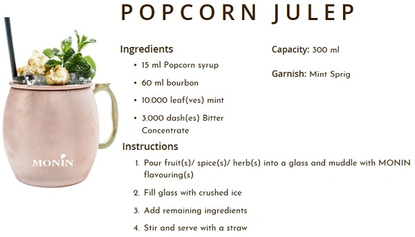MONIN NON-ALCOHOLIC SYRUP, 700ml, POPCORN