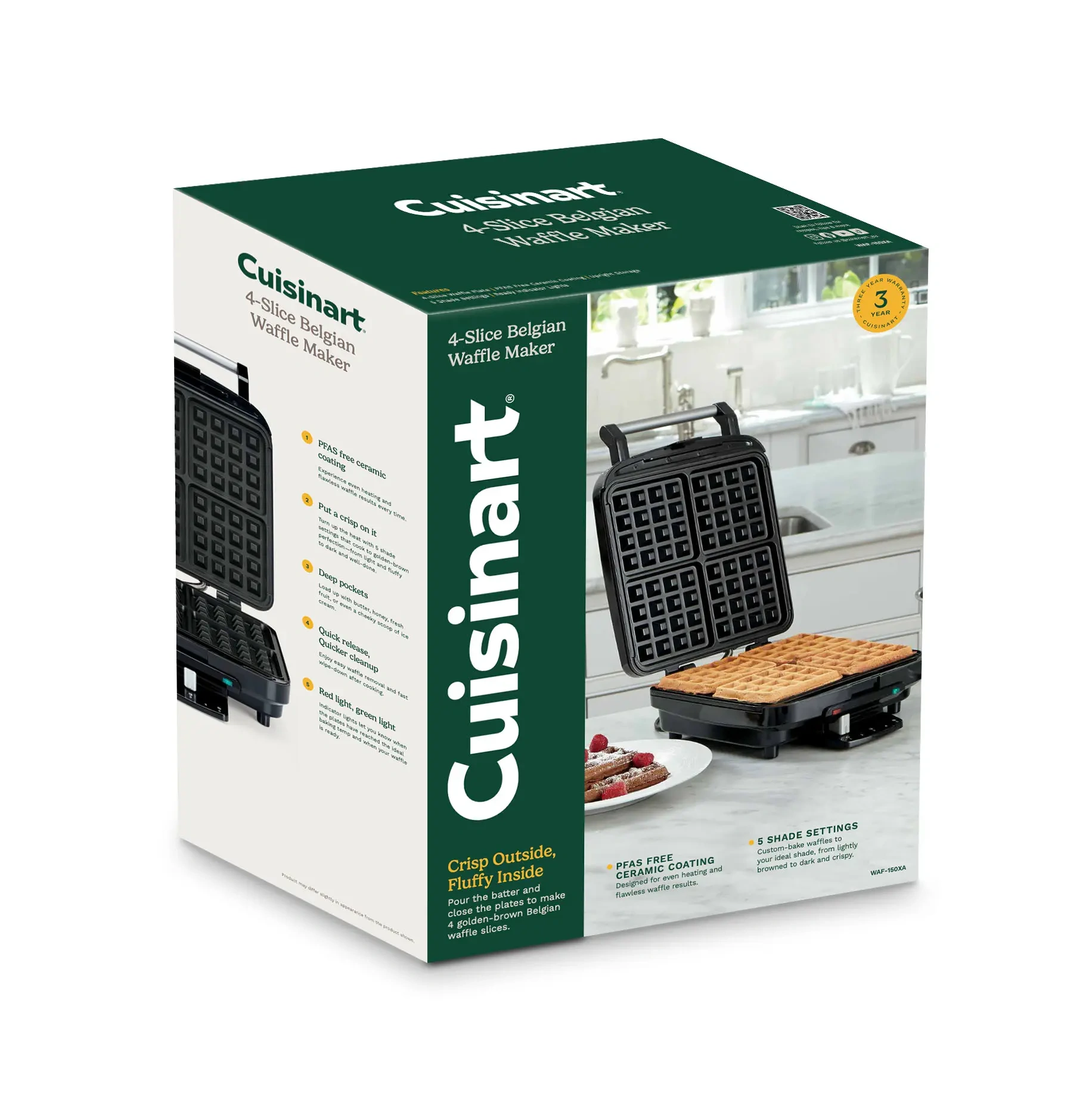 CUISINART WAFFLE MAKER 4 SLICE BELGIAN