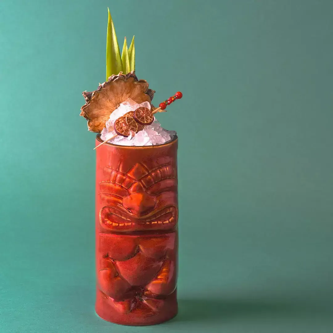 TIKI BAR CERAMIC TUMBLER REACTIVE RED 591ml