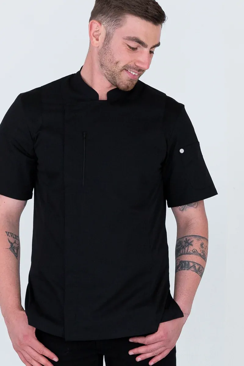 Aussie Chef Alex Zipper Chef Jacket Black [Size: XS]