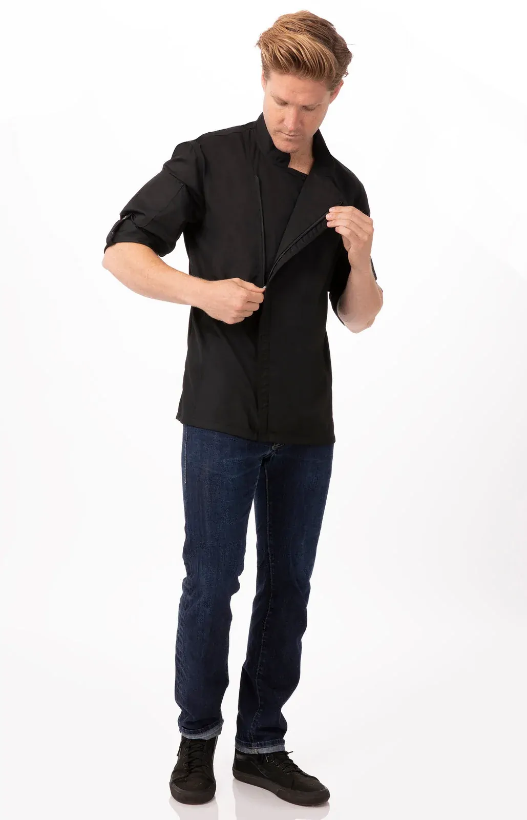 Chef Works Mens Hartford Black Zipper Jacket XS