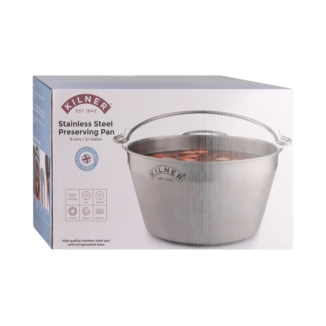 KILNER ORIGINAL STAINLESS STEEL JAM PAN 8 LITRE
