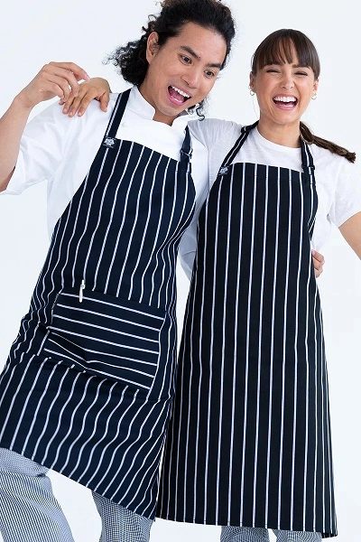 AUSSIE CHEF CAFE SERIES BIB APRON NAVY STRIPE 86x86cm