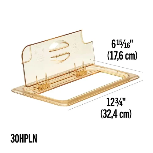 CAMBRO H-PAN, GN 1/3, NOTCHED FLIP-LID, AMBER