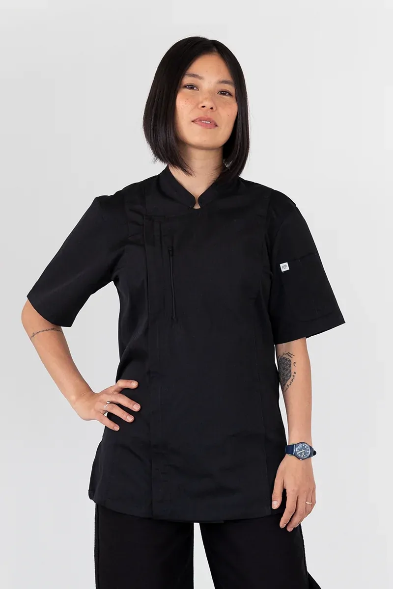 Aussie Chef Alex Zipper Chef Jacket Black [Size: XS]