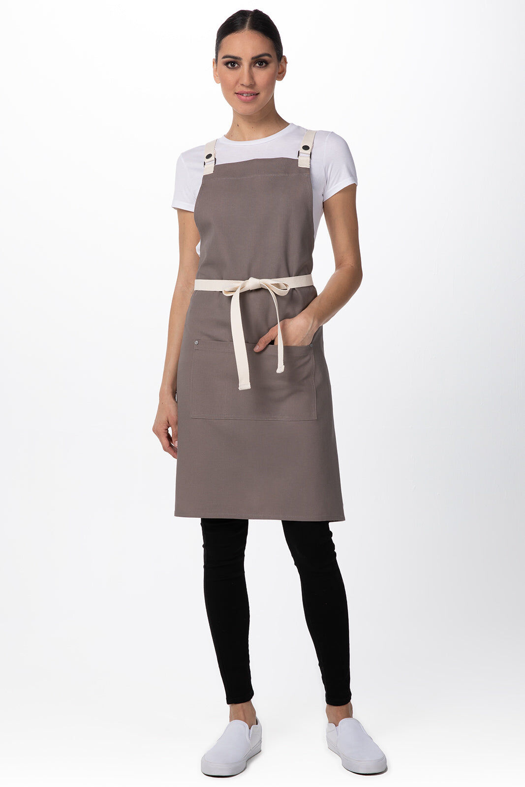 Chef Works Byron Canvas Cross Back Apron Grey