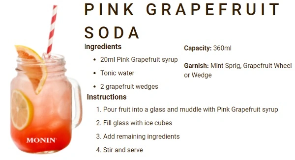 MONIN NON-ALCOHOLIC SYRUP, 700ml, PINK GRAPEFRUIT