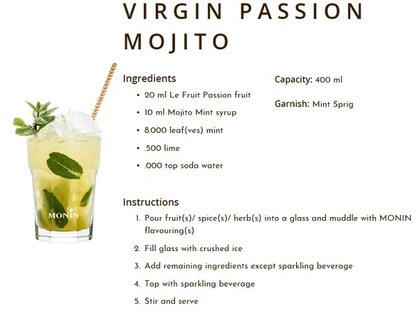 MONIN NON-ALCOHOLIC SYRUP, 700ml, MOJITO MINT