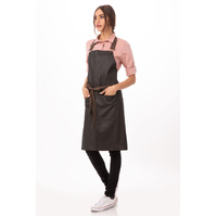 CHEF WORKS BOULDER BIB APRON BLACK / BROWN