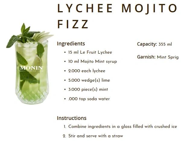 MONIN NON-ALCOHOLIC SYRUP, 700ml, MOJITO MINT