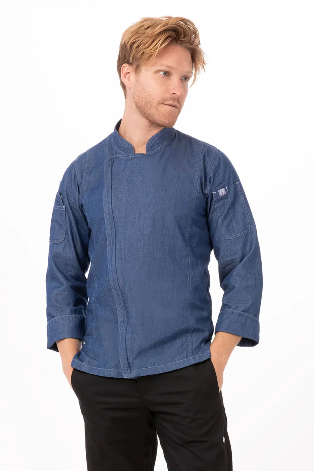 Garmercy Men's Denim Chef Jacket - Blue [Size: XS]