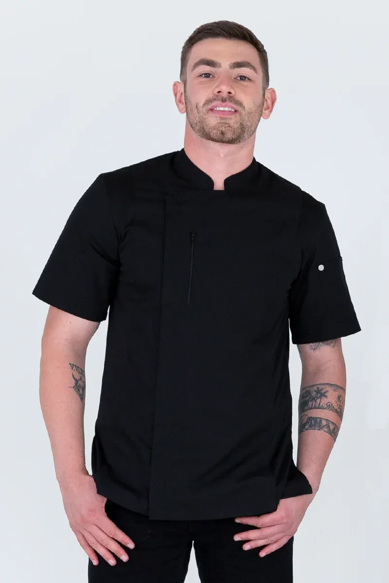Aussie Chef Alex Zipper Chef Jacket Black [Size: XS]