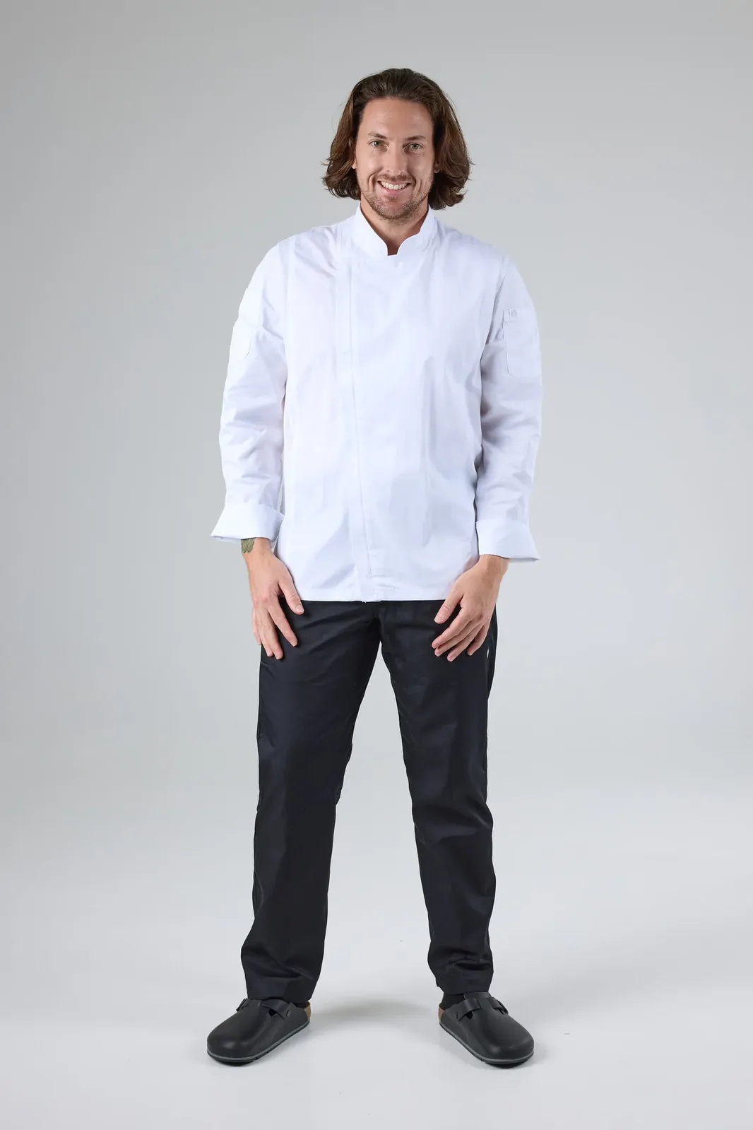 Chef Works Mens Hartford White Zipper Jacket S