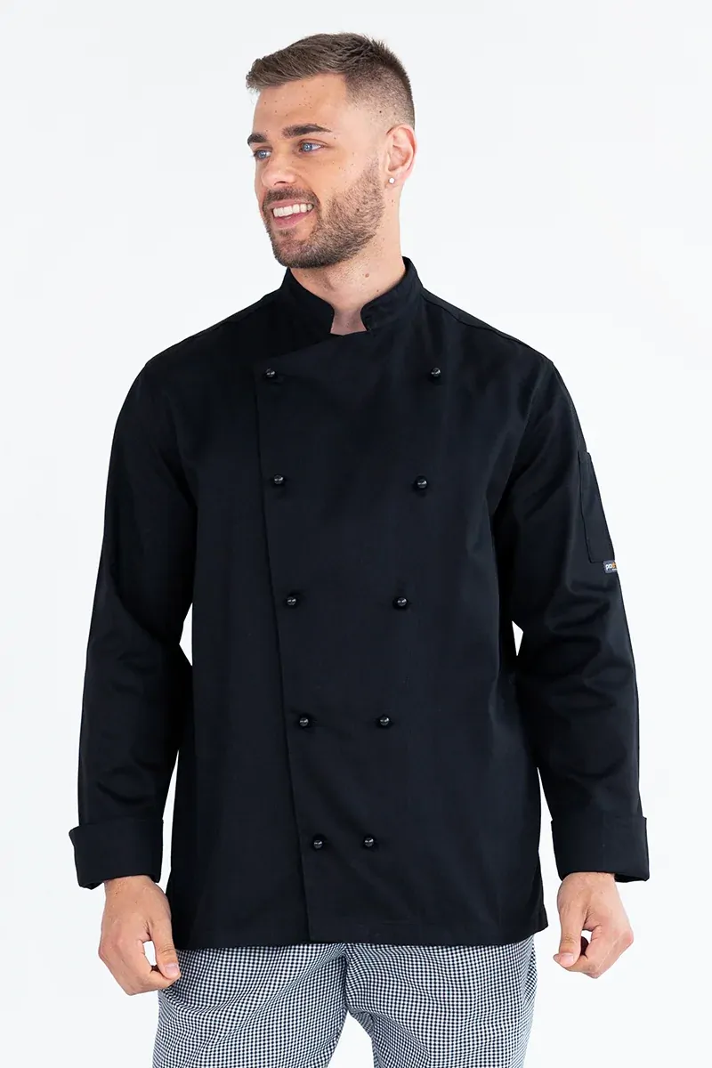 ProChef Traditional Long Sleeve Chef Jacket Black XS