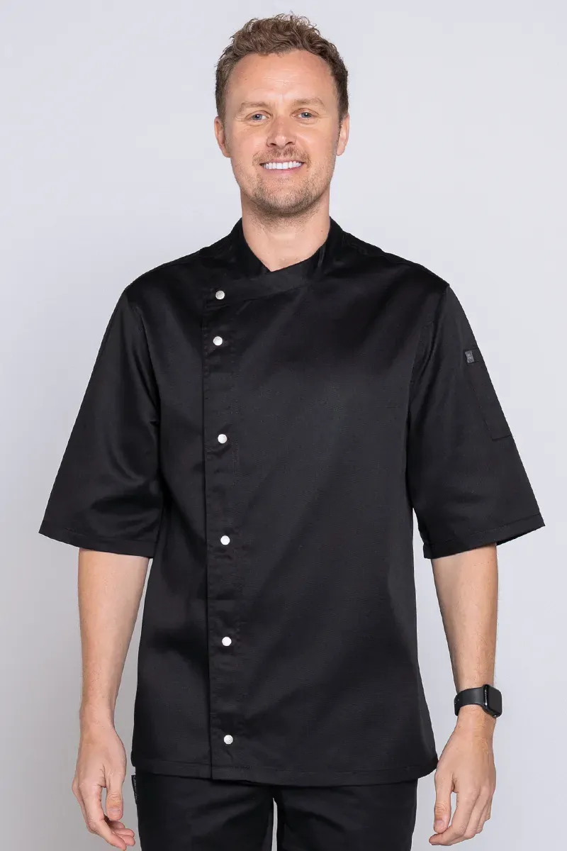 PRO CHEF MODERN TUNIC TOP S/S BLACK SML
