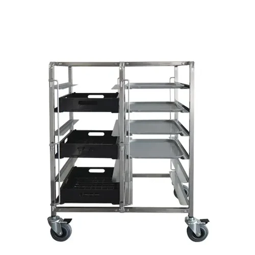 MANTOVA S/ST DOUBLE HALF HEIGHT 12 TRAY TROLLEY