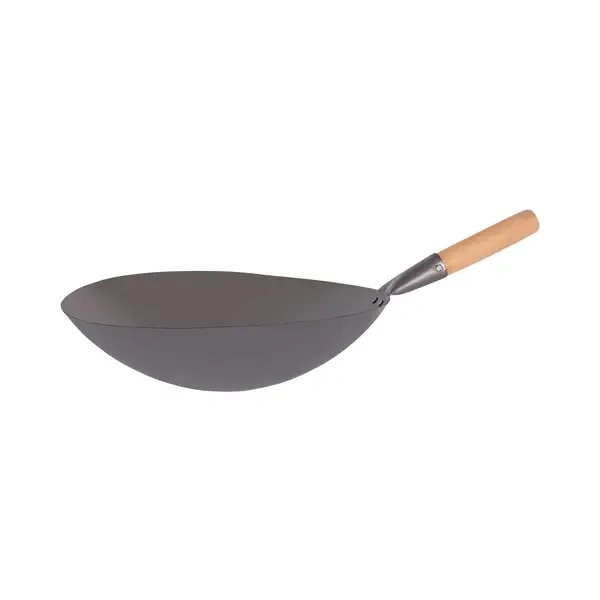 CHEF INOX IRON WOK 380mm WOOD HANDLE