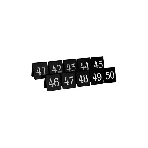 SET OF TABLE NoS 41-50 WHITE TEXT ON BLACK 75x55mm
