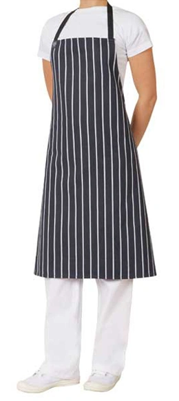 AUSSIE CHEF CAFE SERIES BIB APRON NAVY STRIPE 86x86cm