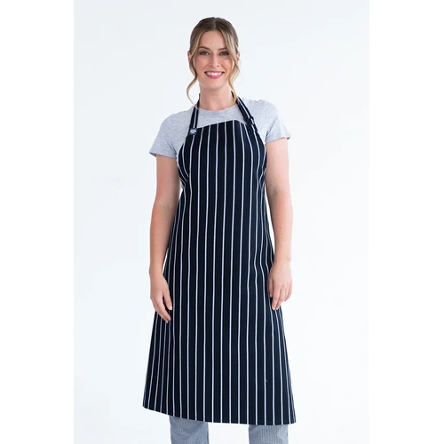 Aussie Chef London Navy White Bib Apron | Professional Chef Apron