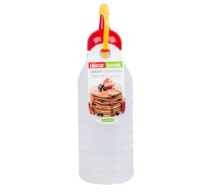 DECOR GRADUATED SAUCE DISPENSER CLEAR WITH LID 500ml