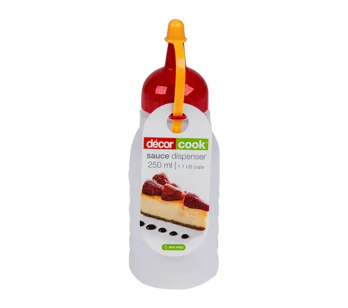 DECOR GRADUATED SAUCE DISPENSER CLEAR WITH LID 250ml