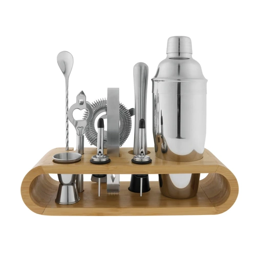 Avanti 10 Piece Bar Set with Bamboo Stand | Stainless Steel Cocktail Kit