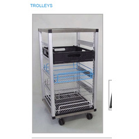 MANTOVA 4 GLASS BASKET TROLLEY 50mm CASTORS