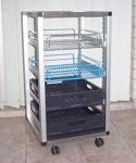 MANTOVA 6 GLASS BASKET TROLLEY WITH 125mm CASTORS