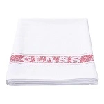 COTTON GLASS CLOTH 50cm x 75cm WHITE WRED STRIPE