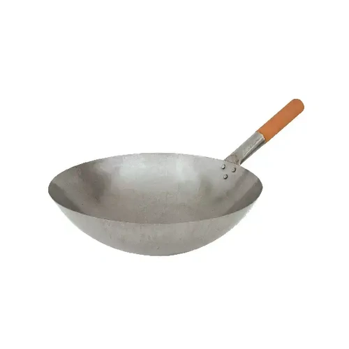 WOK IRON ROUND BOTTOM W/ WOOD HANDLE 330mmØ