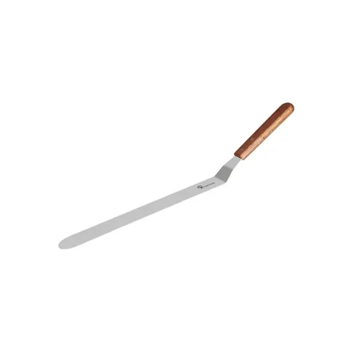 CHEF INOX SPATULA CRANKED S/ST 300mm / 12 WOOD HANDLE"