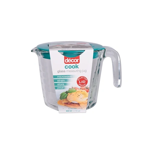 Glass Measuring Jug with Lid, 650ml