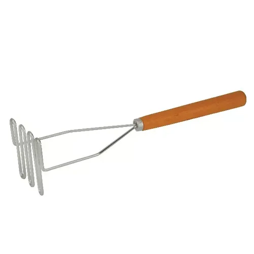 POTATO MASHER, 610mm, CHROME PLATED, WOOD HANDLE
