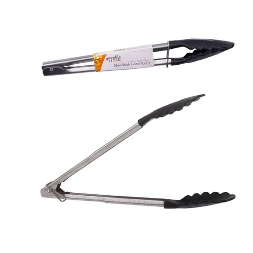 D.LINE APPETITO S/ST TONG 30cm W/ NYLON HEAD, BLACK 