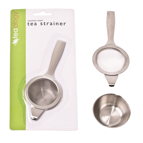 D.LINE TEAOLOGY S/ST LONG HANDLE TEA STRAINER W/ BOWL