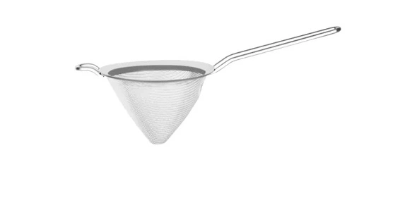CONICAL MESH STRAINER-18/10 MESH+RIM 100x130mm WIRE HDL