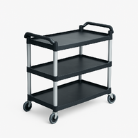 KK BLACK PLASTIC TROLLEY 3 TIER MEDIUM DUTY