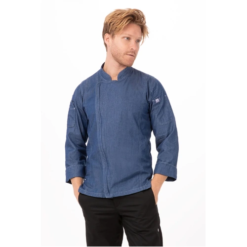 Garmercy Men's Denim Chef Jacket - Blue [Size: XS]
